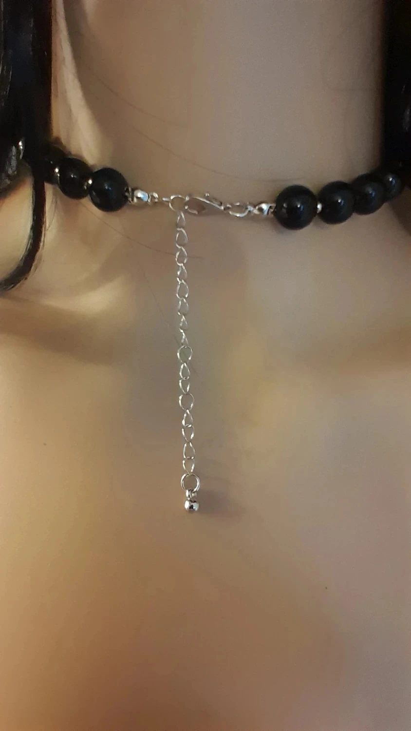 Collier en perles noires, avec croix, style Gothique – photo 6